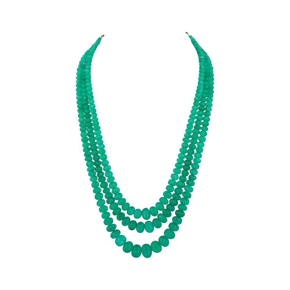 Multi-Layer Emerald Bead Necklace